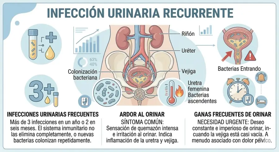 infeccion urinaria recurrente sintomas vejiga mujer